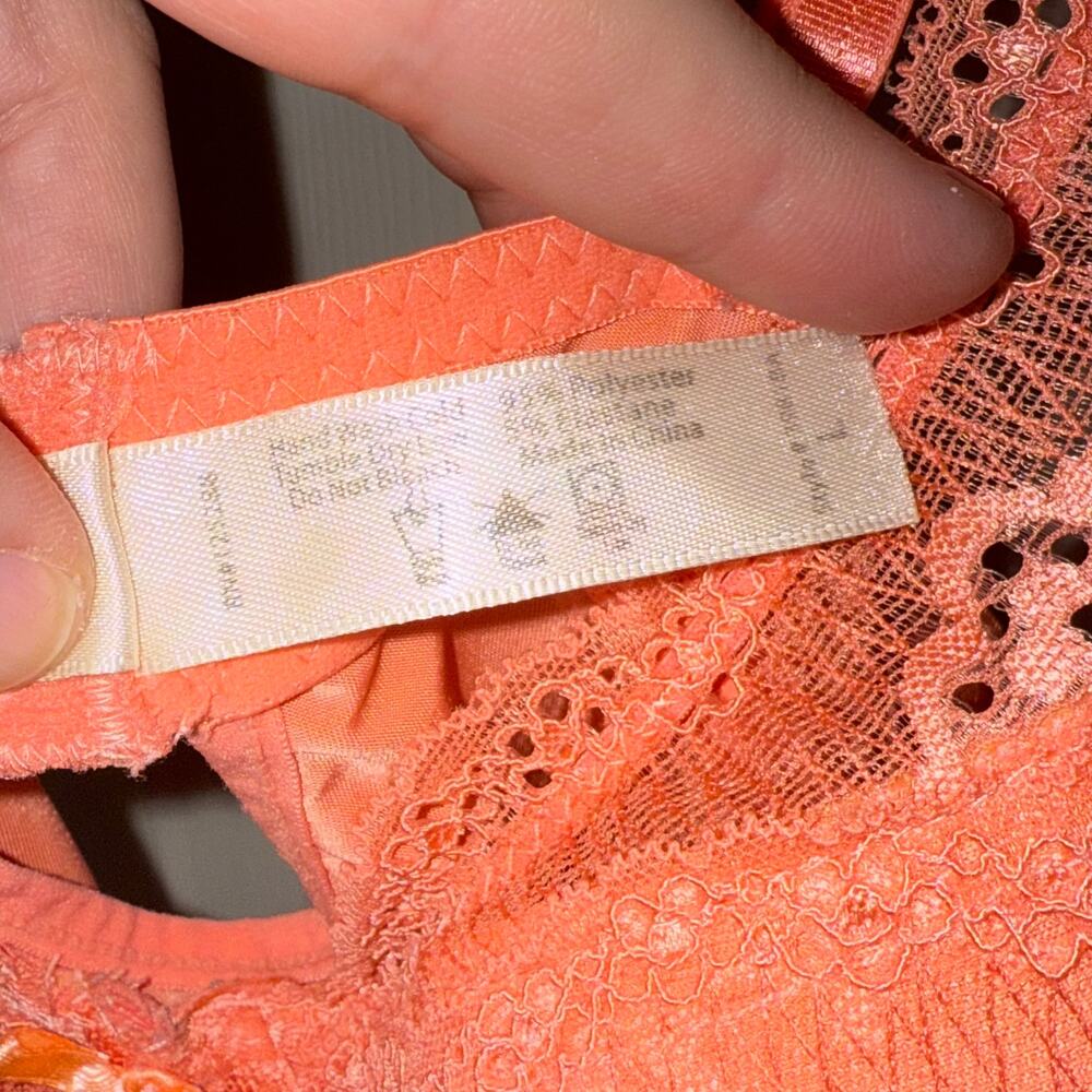 French Affair Peach Slip Push Up w/ Lace Sz Large - Picture 5 of 5